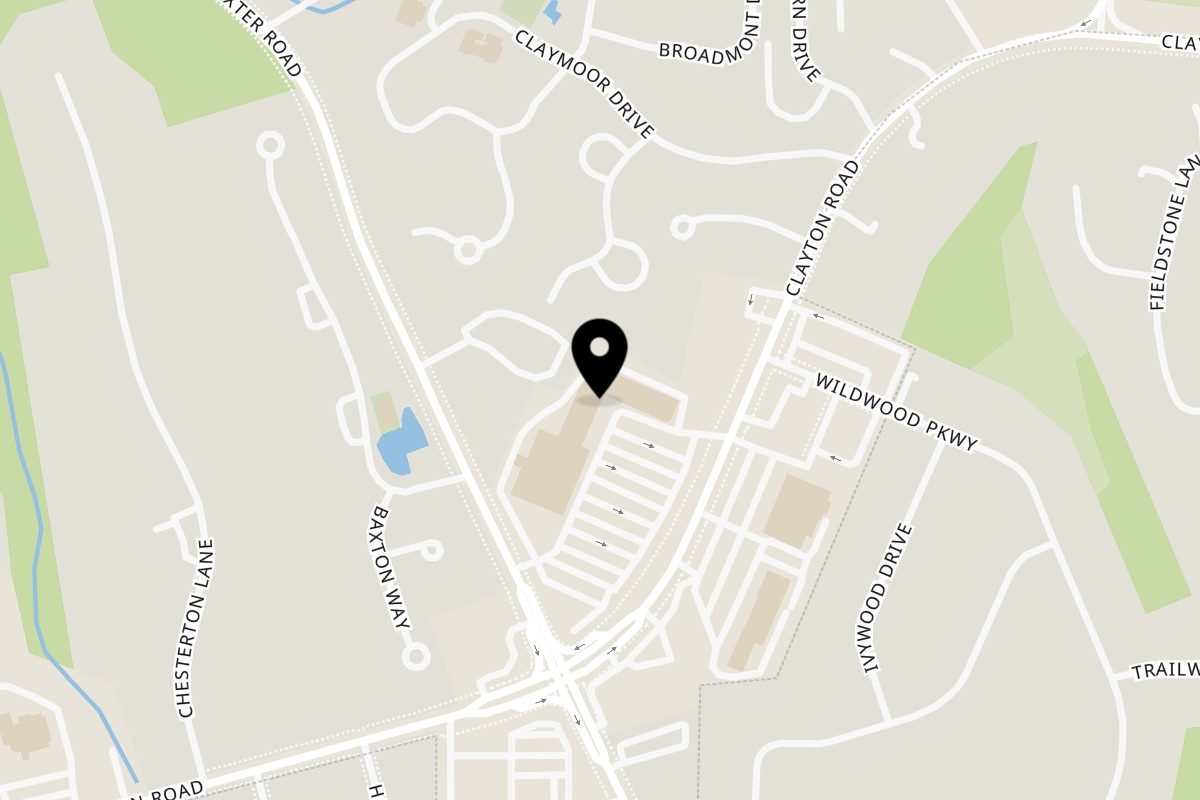 Map showing the location of Charro Mexican Restaurant and Bar Chesterfield on 14839 Clayton Road in Ballwin